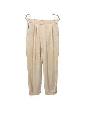 Vintage St. John Basics Womens 14 Pants Ivory Santana Knit Pull On Pleated Dress